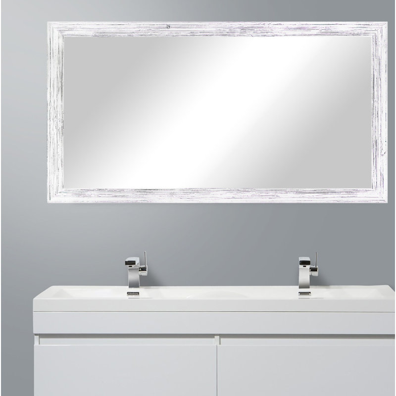 Miroir de salle de bain rustique Bloodworth, H 38,5 po x l 77,5 po, gris