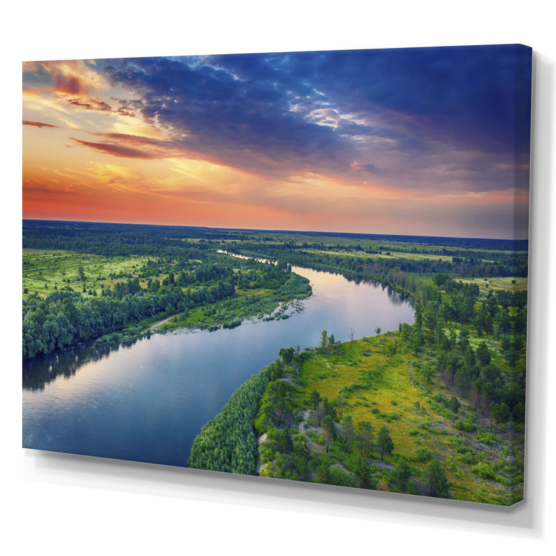Vue aérienne de la rivière Alabama II sur toile, H 12 po x l 20 po x P 1 po, Toile tendue