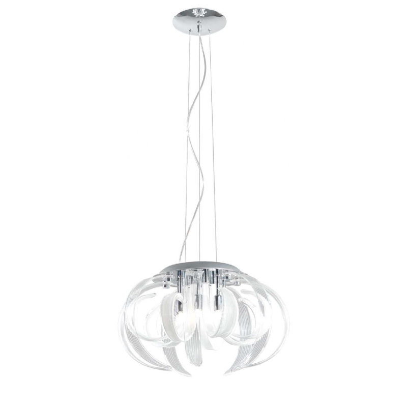 Willett 14 - Light White/Transparent Geometric Pendant, 50 - 160cm H x 60cm W