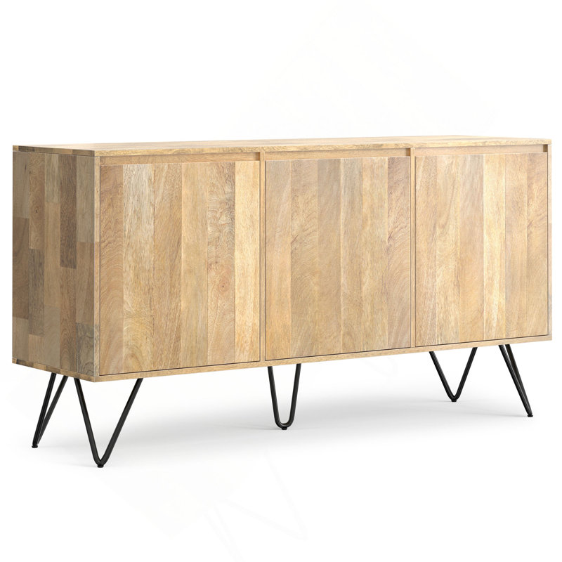 Buffet en bois de manguier massif à 3 portes 60 po Hunter