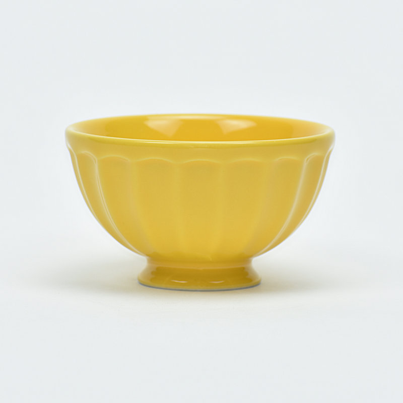 Ensemble de 6 bols à pieds ronds simplement bleus, Jaune