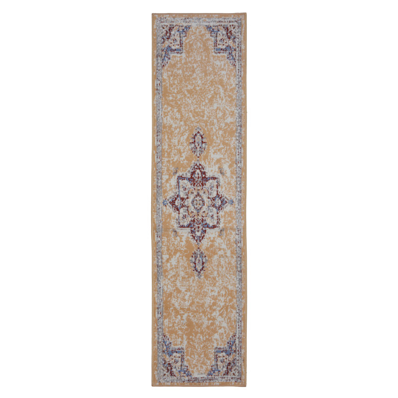 Tapis oriental beige / orange, Tapis de couloir 2 pi x 8 pi