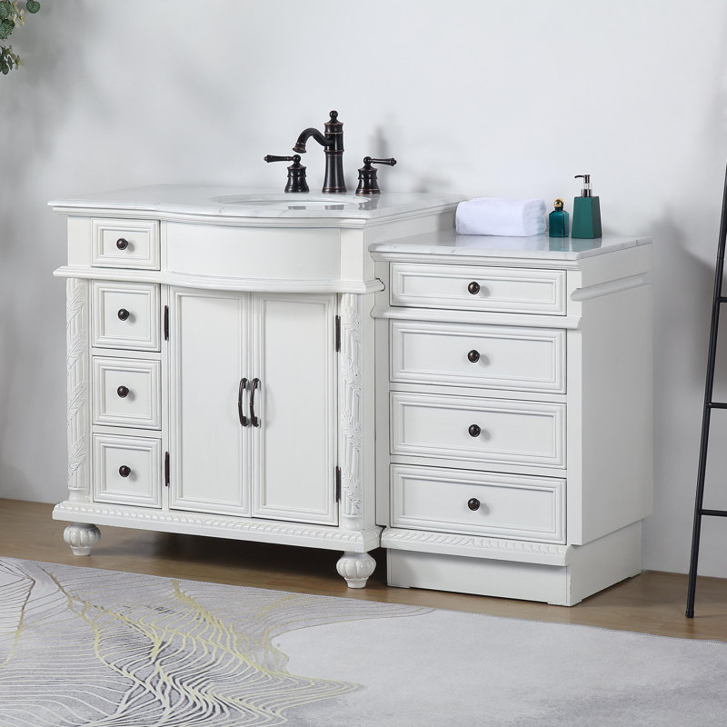 Fleur De Lis Living Okane 56'' Single Bathroom Vanity with Carrara Marble Top
