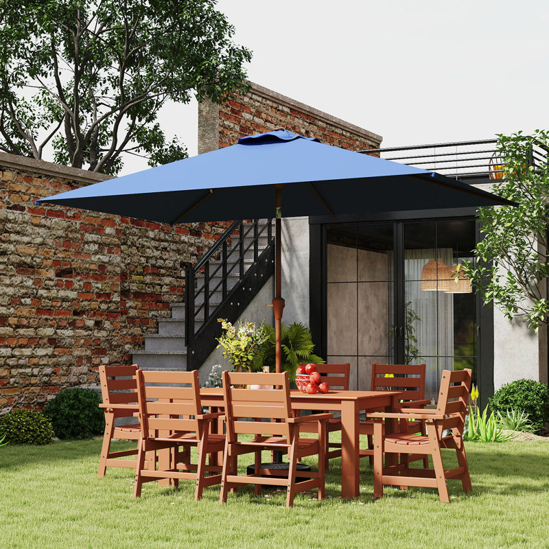  Parasol de marché rectangulaire 120 po x 78 po avec manivelle, Marine