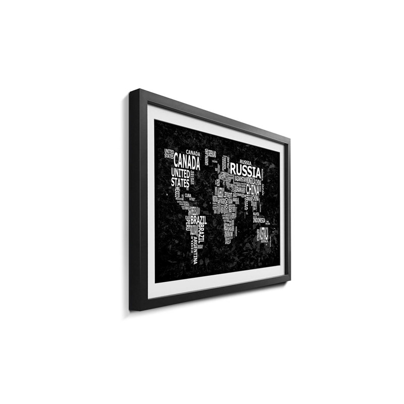Weltkarten Worldmap No.12 1 Piece Single Picture Frame Wall Art, 40cm H x 60cm W x 2.2cm D