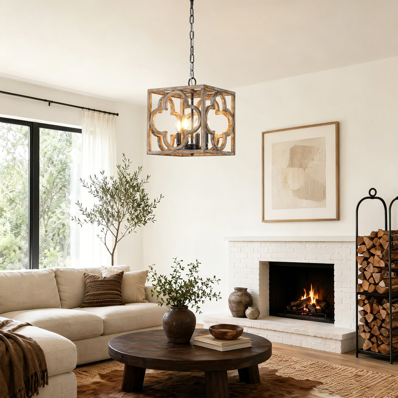 4 - Light Solid Wood Chandelier