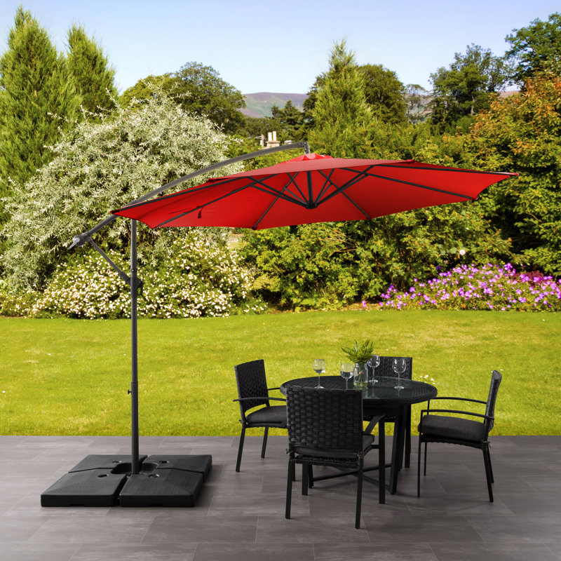Parasol en porte-à-faux 9,6 pi avec base de comptoir Helland, Rouge