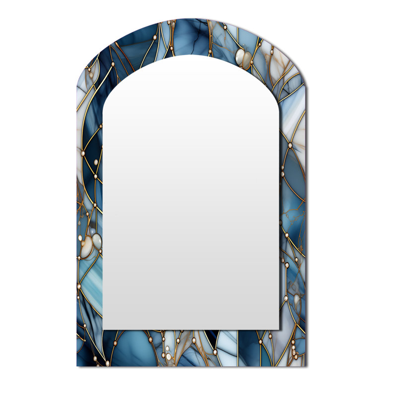 Motif de fantaisie en marbre - Miroir mural asymétrique unique en marbre, 43 po x 33 po