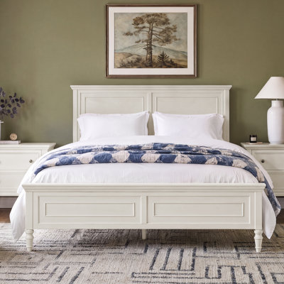 Mid-Century Modern Solid Wood Panel Bed With Headboard