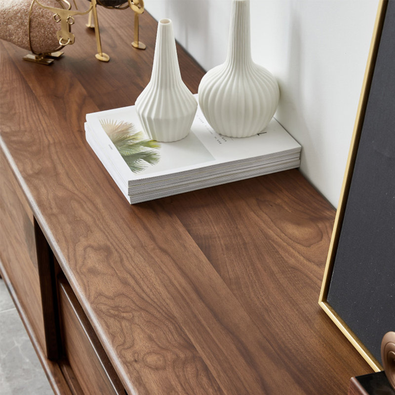 Meuble télé luxueux en noyer noir clair, 78.74"