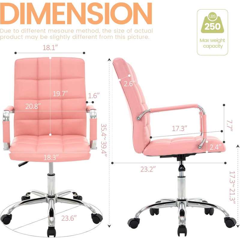 Fauteuil de bureau Kundra, Rose