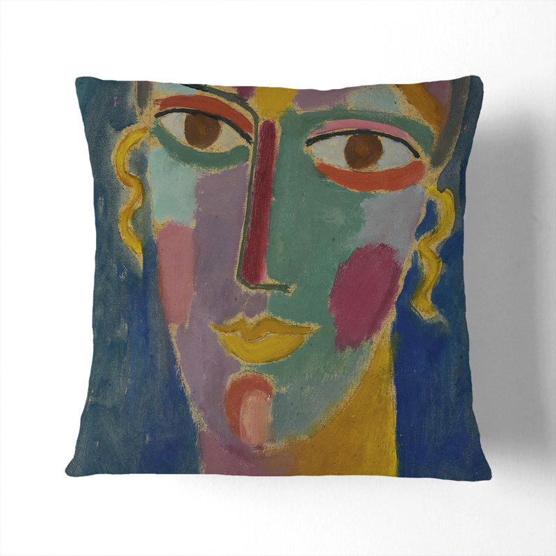 Portrait Of A Woman By Marianne Von Werefkin Square Throw Cushion, Stone, 40cm H x 40cm W x 15cm D