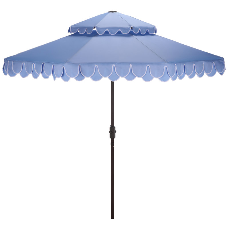 Outdoor Roslyn Crank Outdoor Umbrella, Baby Blue/White