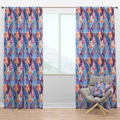 Panneau de rideau simple semi-diaphane avec passe-tringle Paisley