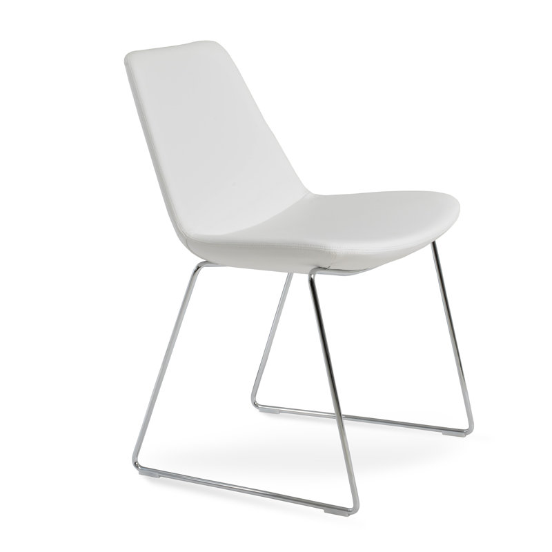 Eiffel poignée en cuir rembourrée chaise, Métal solide, Cuirette blanche