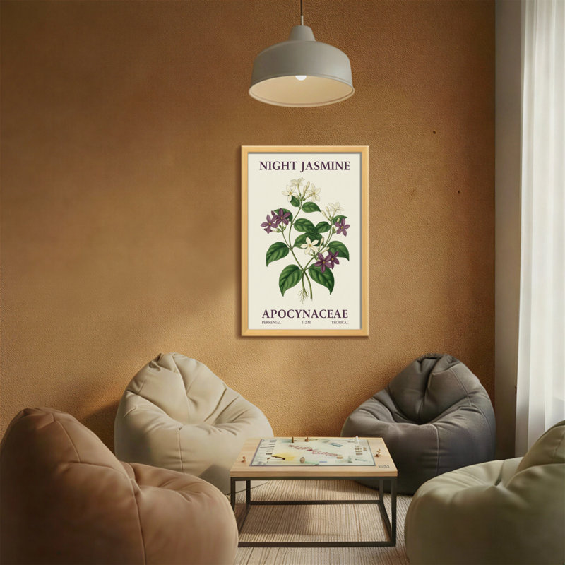 «Plants & Flowers Night», reproduction d'art botanique, H 18 po x l 12 po