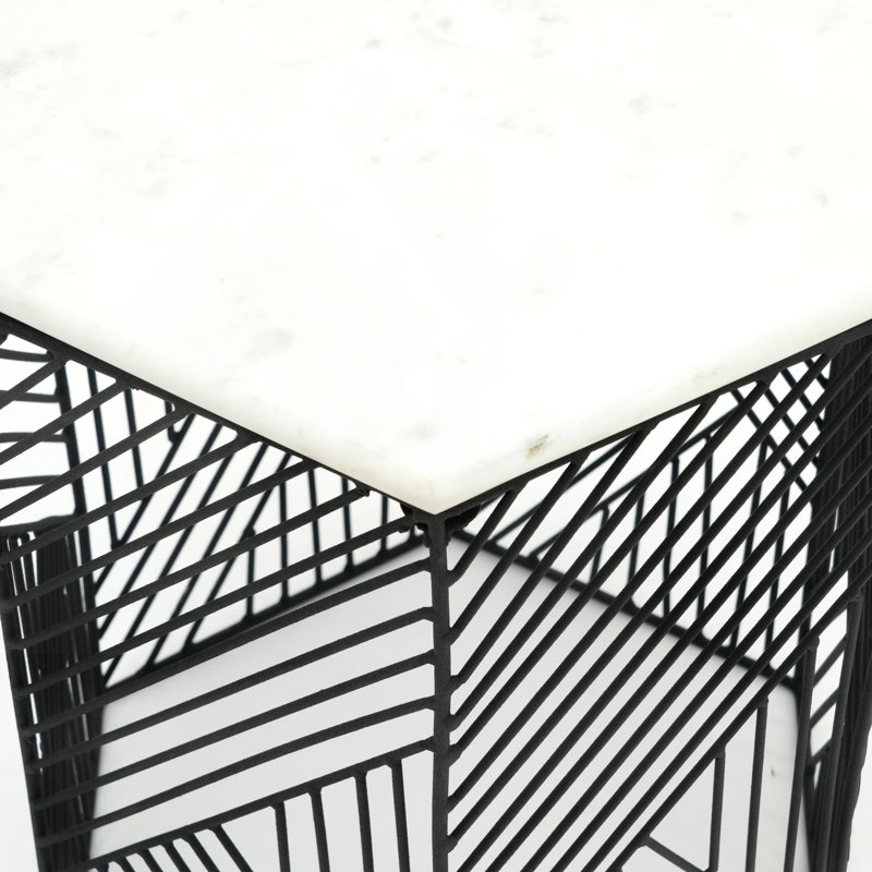 Set of 2 Hexagonal Marble Side Tables