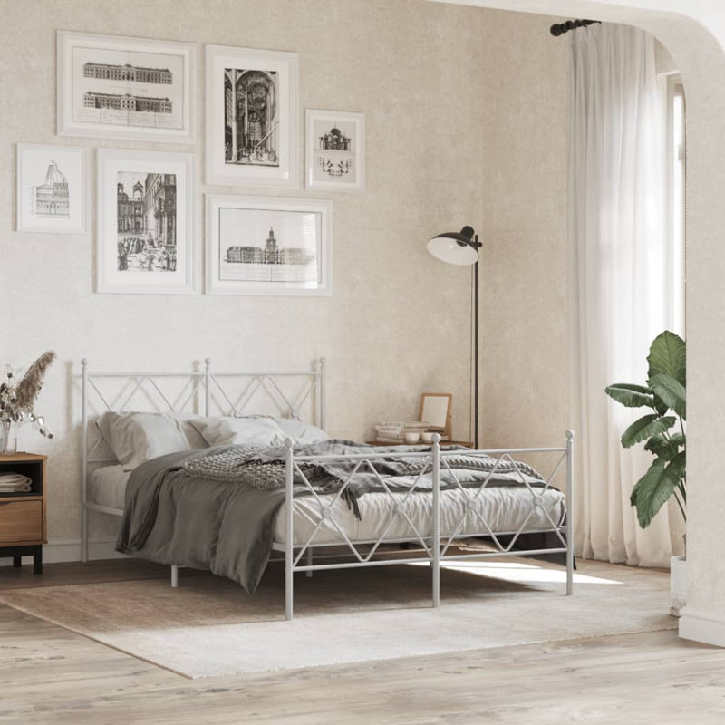 Anzor Metal Headboard, White, Small Double - 120 x 190 cm