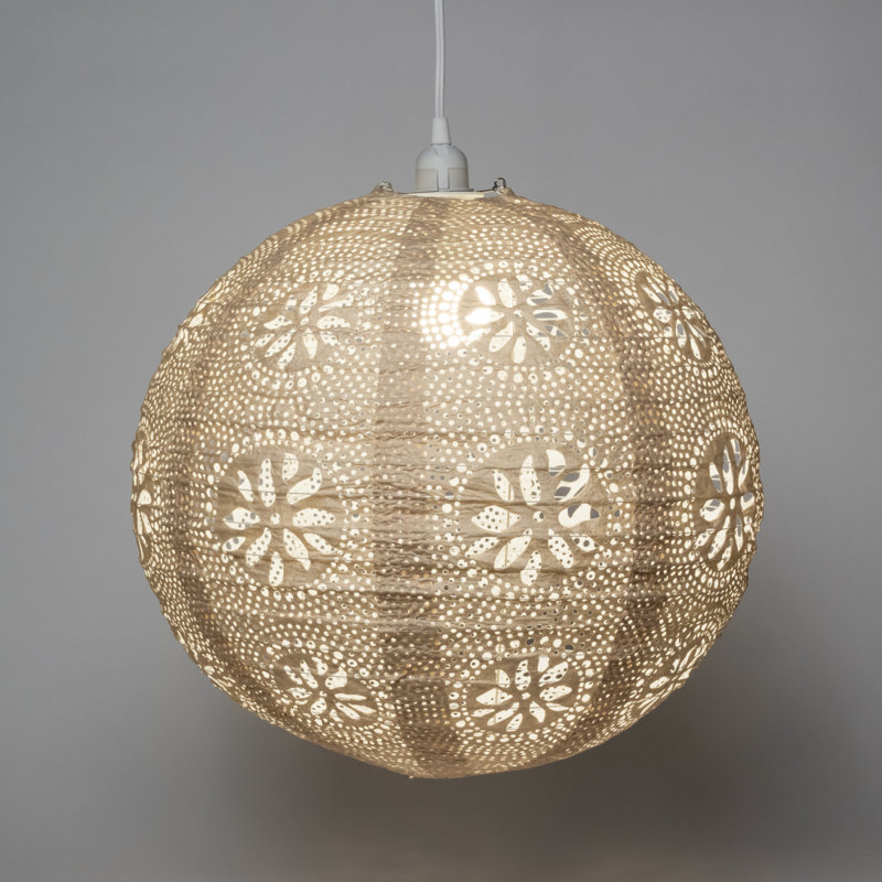 18'' Beige Tyvek Globe Indoor/Outdoor LED Pendant Lamp