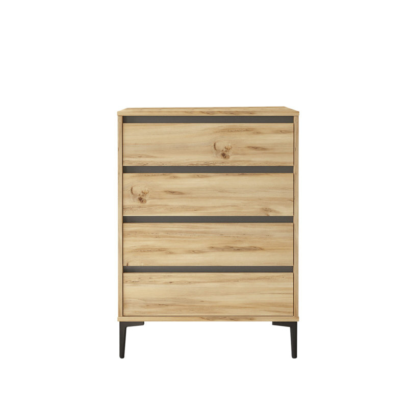 Roshaad 4 Drawer Storage Drawer, Natural/Black
