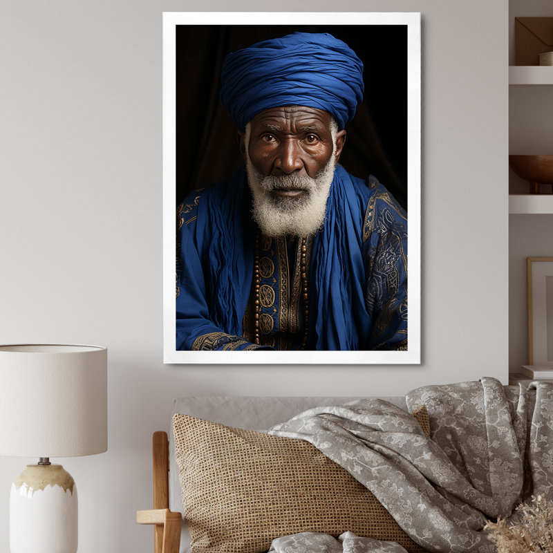 Portrait arabe berbère dans l'atlas I, H 40 po x l 30 po x P 1,5 po, Cadre simple blanc