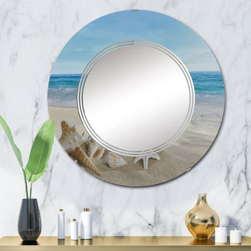 Miroir mural Tropical Beach Shells, nautique et bord de mer, 32 po x 32 po