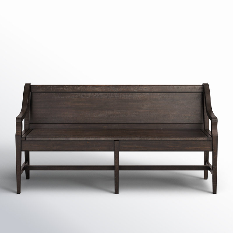 Graphite Pine Wood Bench with Back and Arms