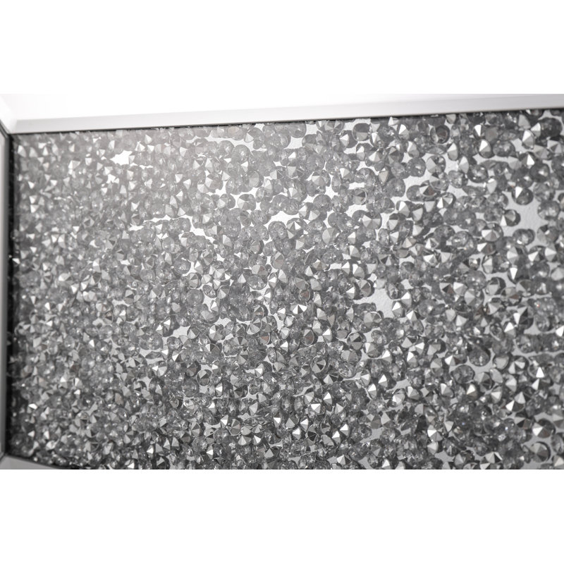 Silver Acrylic Diamond Mirror Electric Fireplace with Mantel