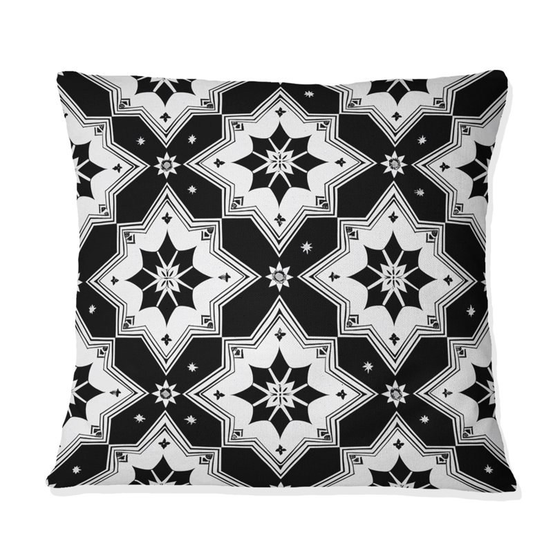 Coussin moderne noir et blanc Modern Stars III, 16"H x 16"W