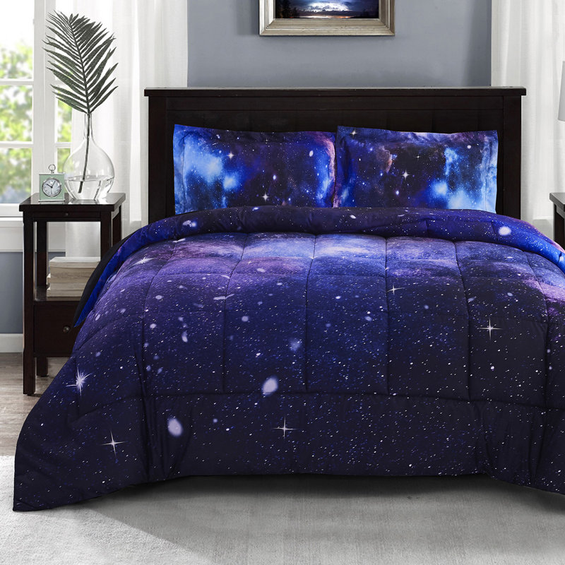 Reactive 3D Print Comforter Set, Queen Comforter + 2 Shams