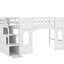 Lit mezzanine blanc avec garde-corps - Comprend un escalier de rangement pour les options de pièces et une aire de jeux, avec fenêtres de construction-1058582992