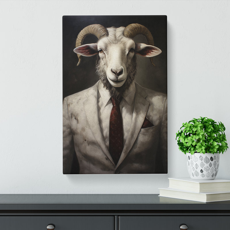 Ram Sheep In A Suit No.5 - No Frame Print, 76cm H x 50cm W x 3cm D