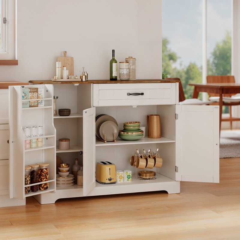 Garde-manger de 33 po avec 3 portes, 1 tiroir et plusieurs options de finition Bayview, Blanc/naturel