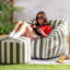 icon Natalia Striped Woven Armchair Bean Bag and Round Footstool, Olive Green
