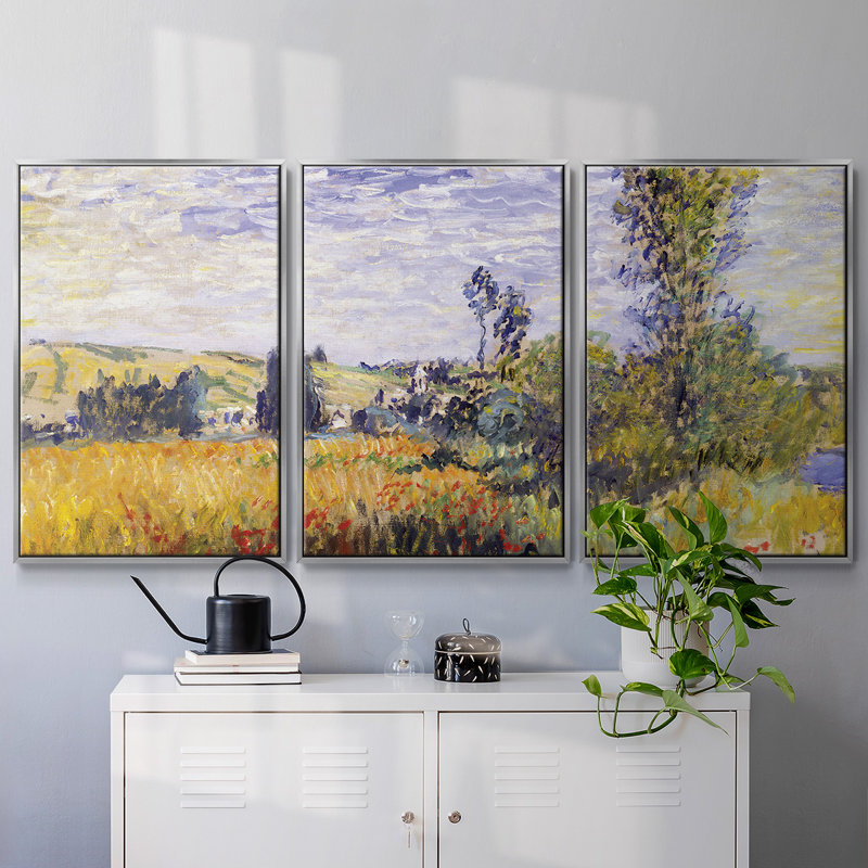 Vethueil par Monet 3 pièces, H 24 po x l 48 po x P 2 po, Argent