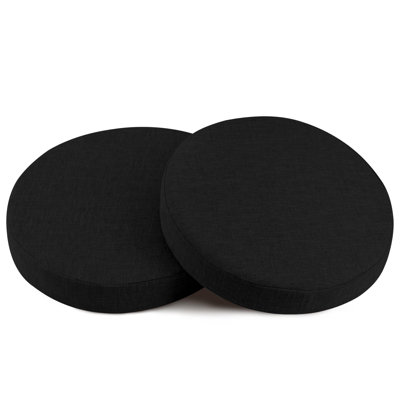 Coussins de chaise ronds pour chaises de salle à manger, ensemble de 2 coussins de siège très épais avec housse amovible et fond antidérapant noir (16 x 16 po)