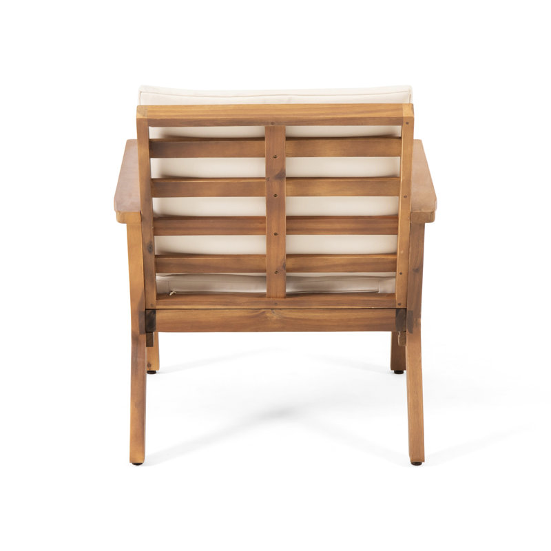 De 2 fauteuils club d'extérieur en bois avec coussins - aspect épuré, eau, conception à lattes ouvertes, l 25,52 x P 30,93, H 29,11, structure lourde beige, assise, capacité de 300 lb,
