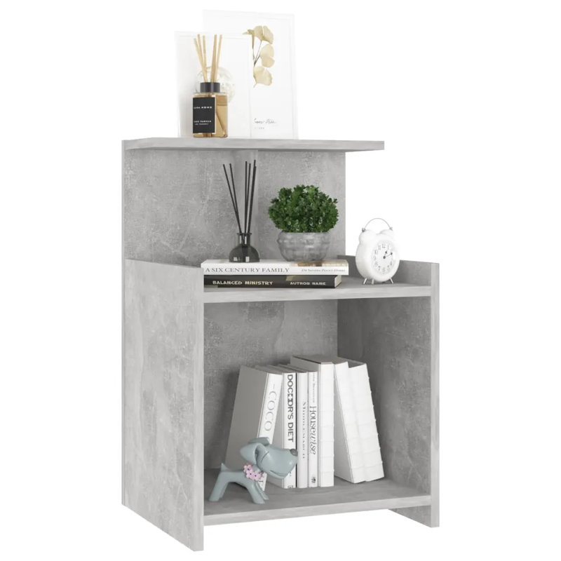 Averlee Bed Cabinet 40x35x60 cm Engineered Wood, Concrete Grey, 2