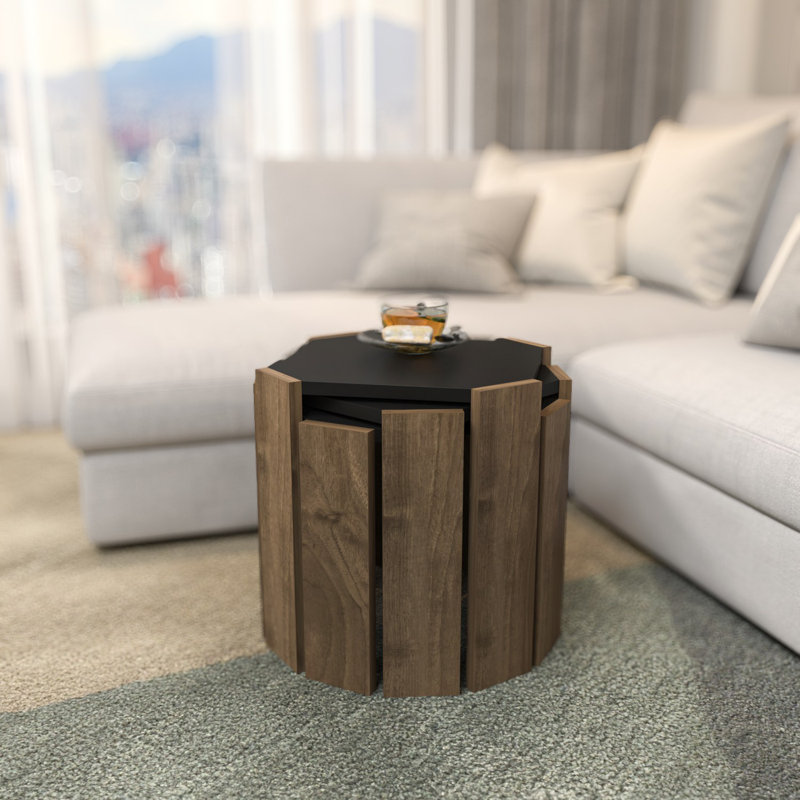 Modern Coffee Table, Anthracite & Walnut, 17.5 x 16.1 x 17.5 inches | 100% Melamine Coated Particle Board, Thickness: 0.7 inches | Stylish Industrial Design, Perfect for Living Room & Contemporary Spaces