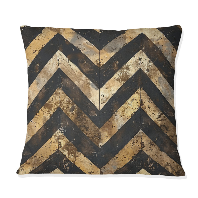 Coussin décoratif Chevron Rhythm II - Glam, H 18 po x H 18 po, Brun / or
