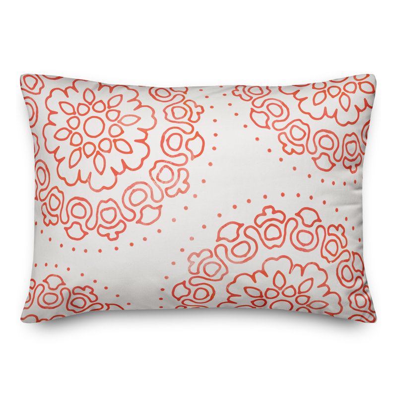 Floral Outdoor Reversible Throw Pillow, Red