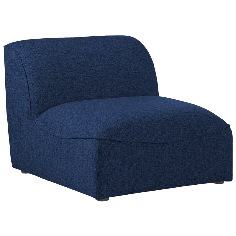 Lin sans accoudoirs gris Hollowayville, Tissu texturé en lin bleu marine