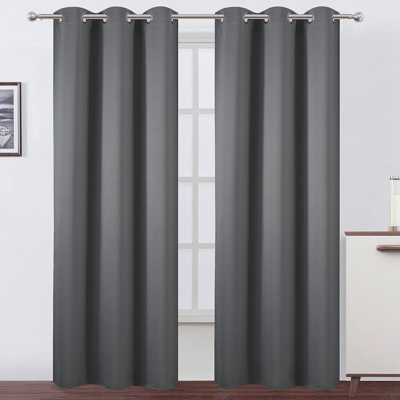 Ogata Room Darkening Curtain Single Panel, Gray, 52" W x 72" L