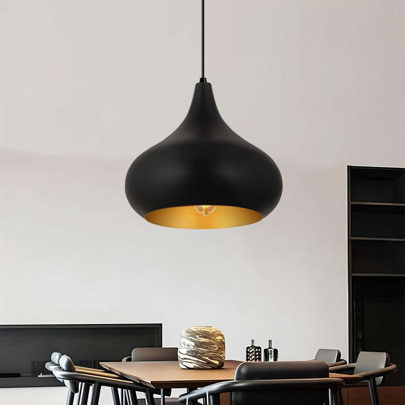 Elegant Black Metal Chandelier, Ø9.1 x 13.0 inches | Durable Metal Body, 100 cm Total Height | E27 Socket, Max 40W (Bulb Not Included) | Stylish Lighting Fixture for Living Room, Dining Room, and Entryway