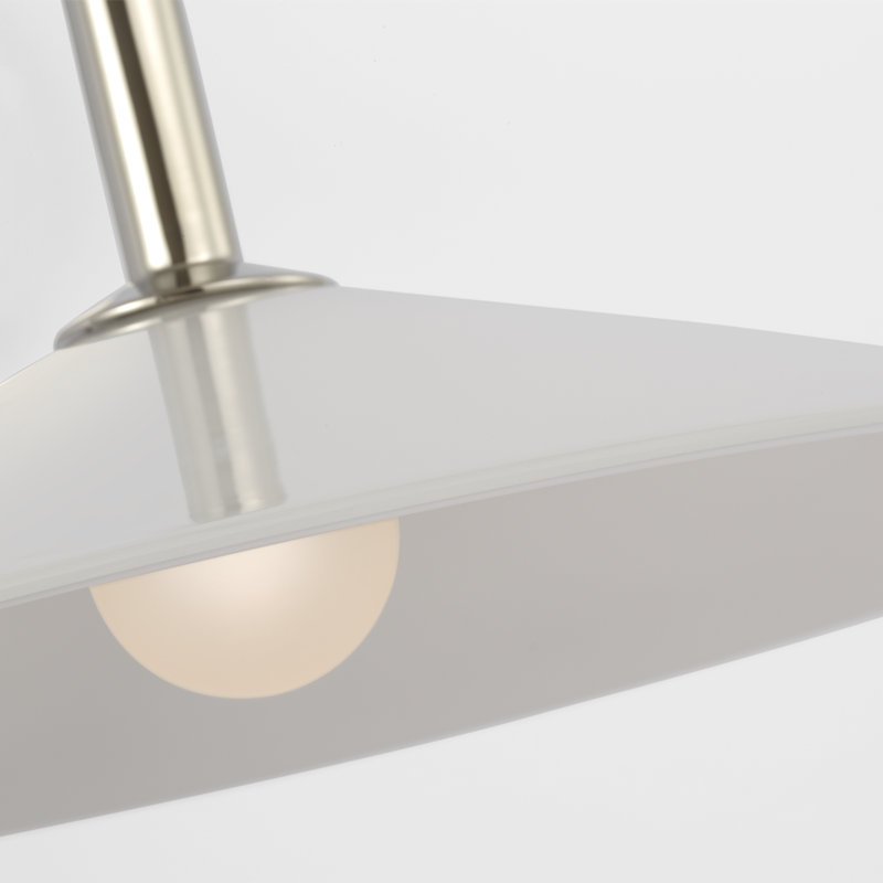 Amber Lewis Ponce 9" Sconce, Polished Nickel, White, 8.5" H x 13" W x 17" D