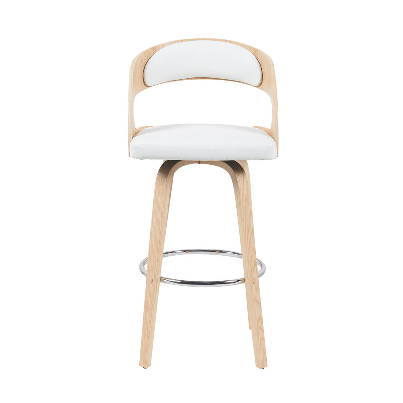 Tabouret de bar pivotant Pensacola, Naturel, Blanc, Tabouret de bar (siège d'une hauteur de 30 po)