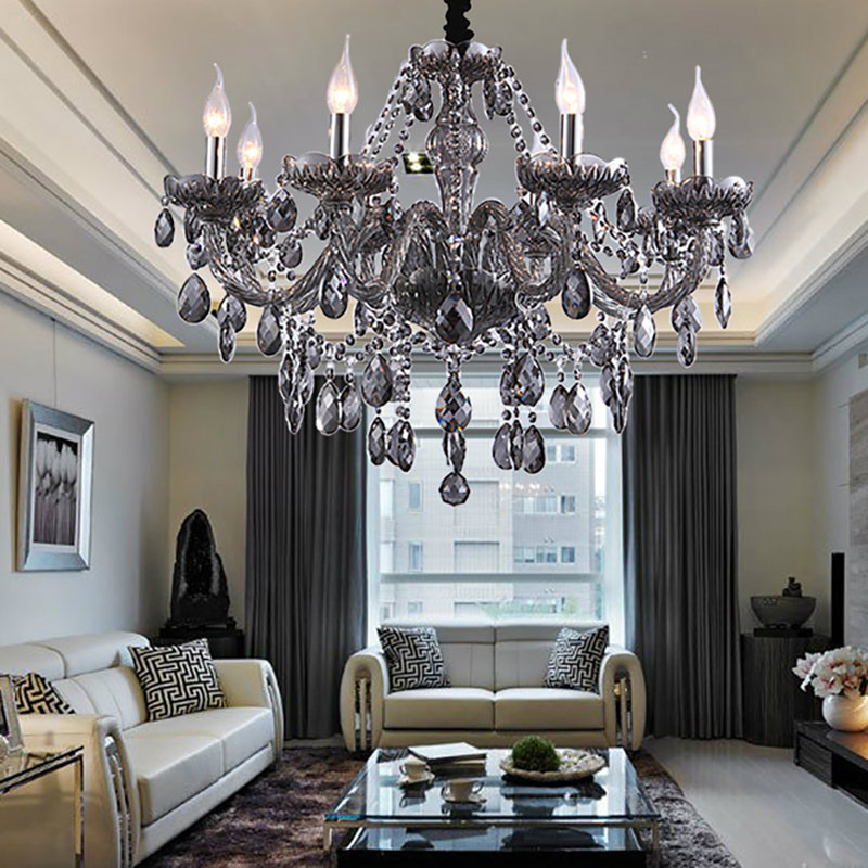 Ames Genuine Grey Crystal Chandelier, 60cm H x 76cm W x 60cm D
