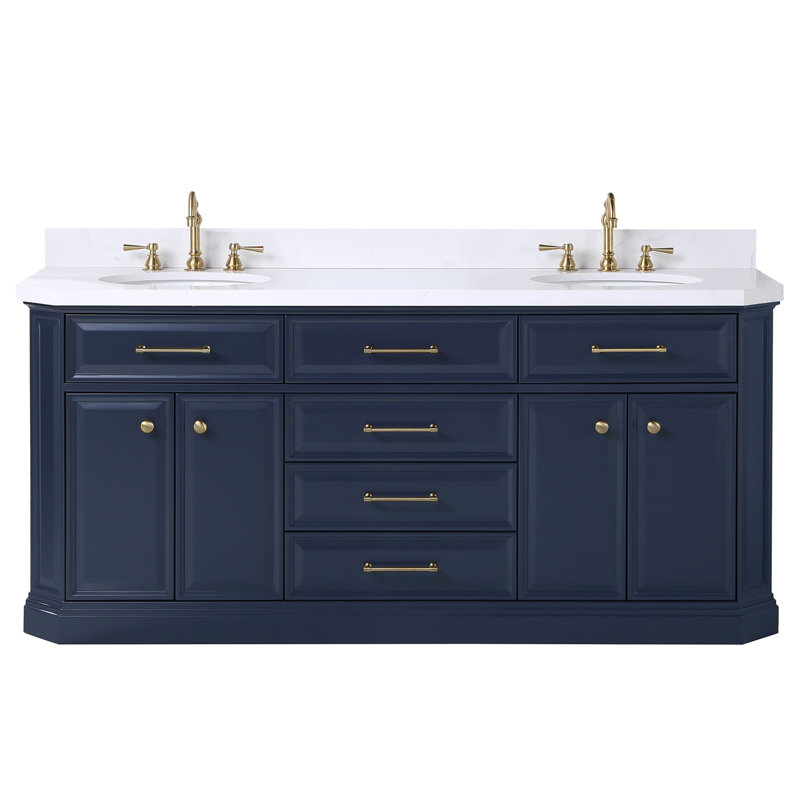 Palace 72'' W Double Vanity, Monarch Blue, Satin Brass