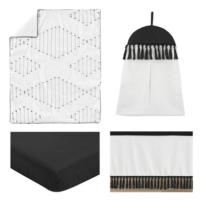 Boho Stitch Black and White 4 Piece Crib Bedding Set