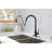 Pull Down Kitchen Faucet In Matt Black Stainless Steel - 360 Rotatable High Nozzle, Corrosion Coating, Single Handle For Convenient Water Flow And Temperature Control With Rust Adjustment-2044636709